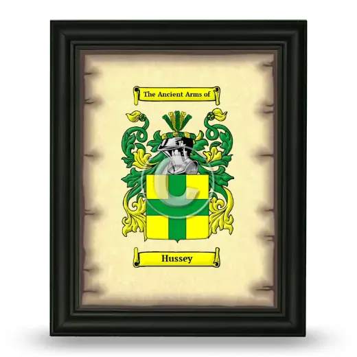 Hussey Coat of Arms Framed - Black