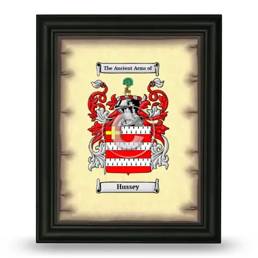 Hussey Coat of Arms Framed - Black