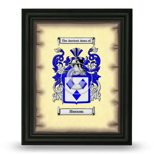 Husson Coat of Arms Framed - Black