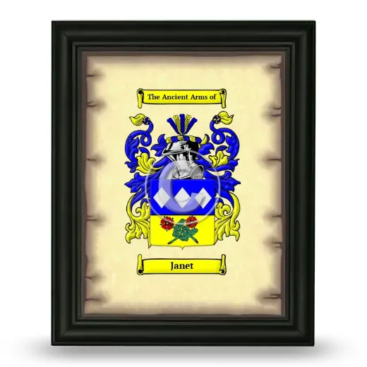 Janet Coat of Arms Framed - Black