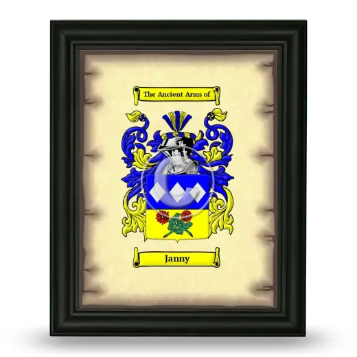 Janny Coat of Arms Framed - Black