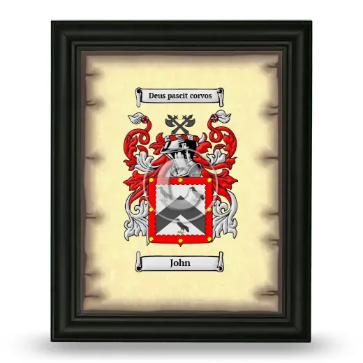 John Coat of Arms Framed - Black