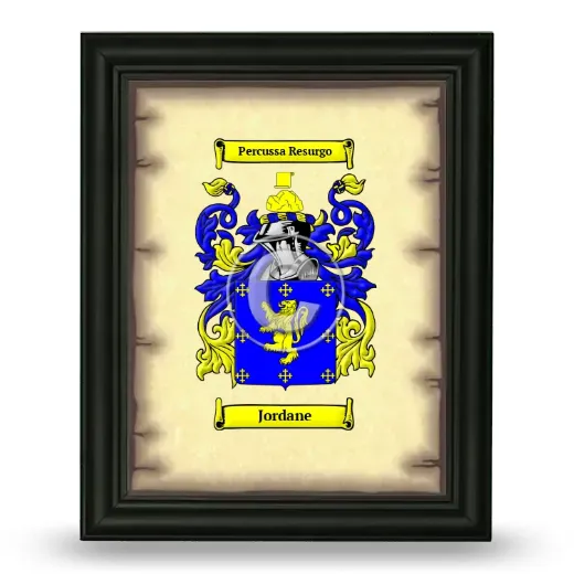 Jordane Coat of Arms Framed - Black