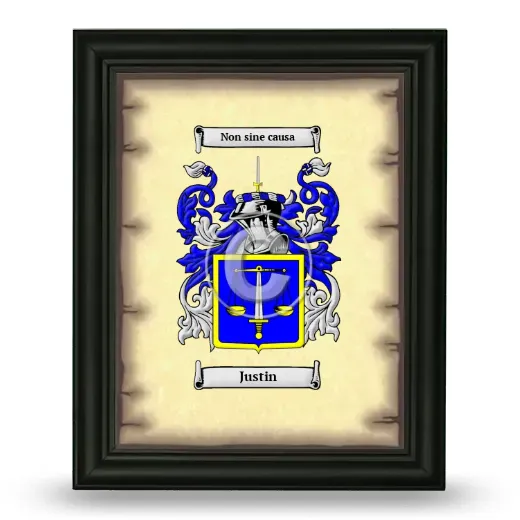 Justin Coat of Arms Framed - Black