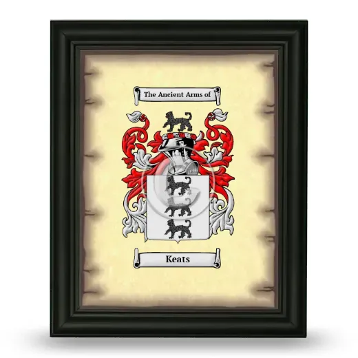 Keats Coat of Arms Framed - Black