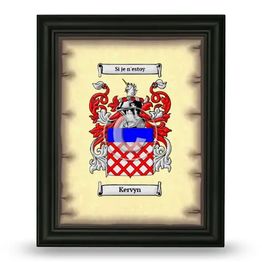 Kervyn Coat of Arms Framed - Black