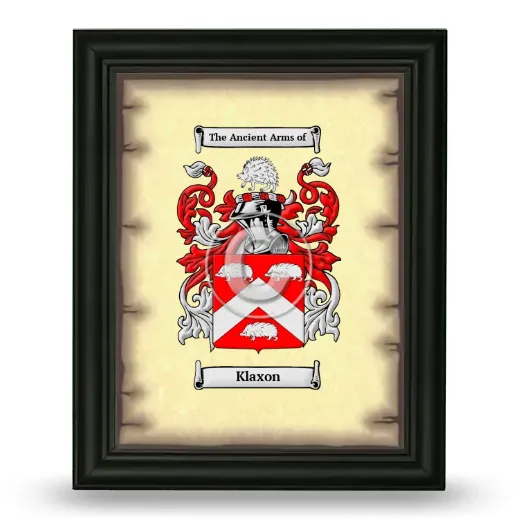 Klaxon Coat of Arms Framed - Black