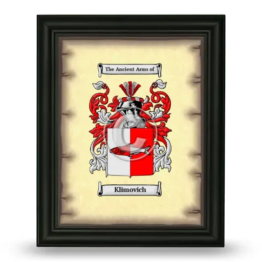 Klimovich Coat of Arms Framed - Black