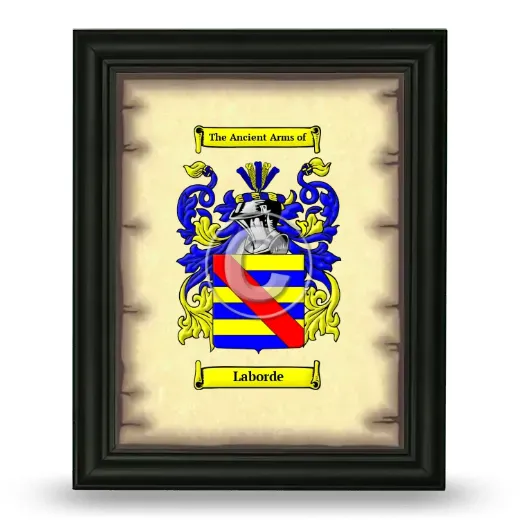 Laborde Coat of Arms Framed - Black