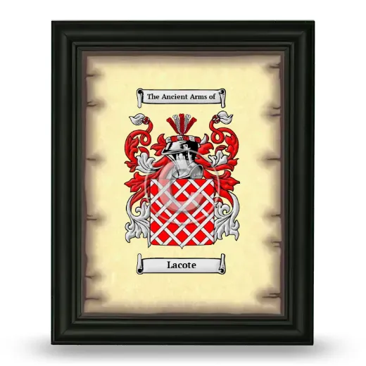 Lacote Coat of Arms Framed - Black