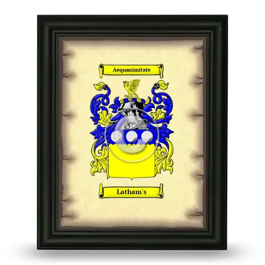 Latham's Coat of Arms Framed - Black