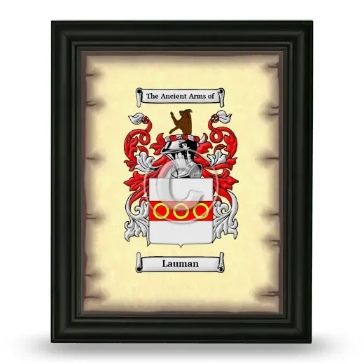 Lauman Coat of Arms Framed - Black