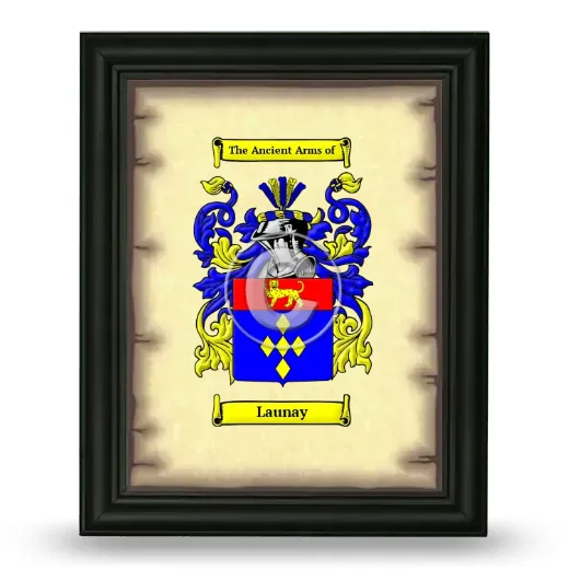 Launay Coat of Arms Framed - Black