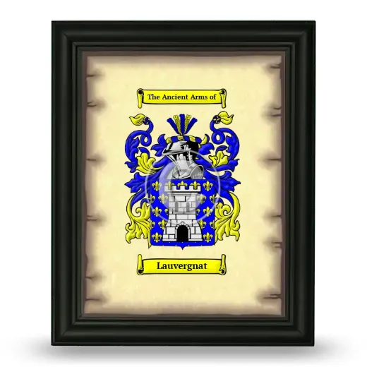 Lauvergnat Coat of Arms Framed - Black