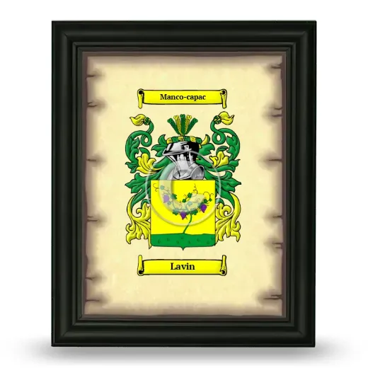 Lavin Coat of Arms Framed - Black