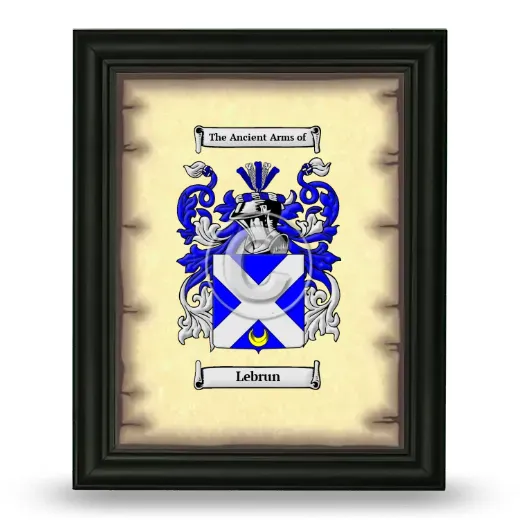 Lebrun Coat of Arms Framed - Black