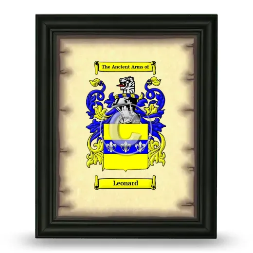 Leonard Coat of Arms Framed - Black