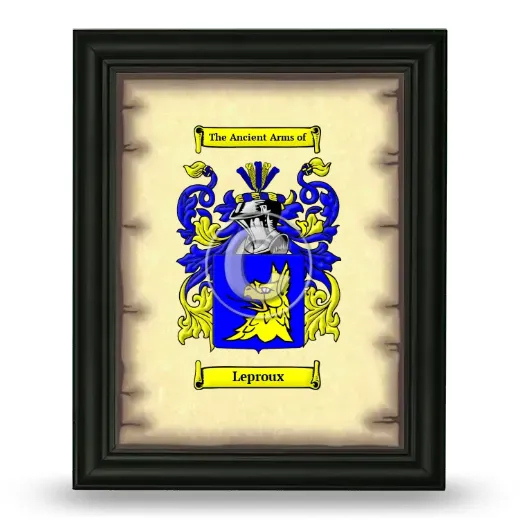 Leproux Coat of Arms Framed - Black