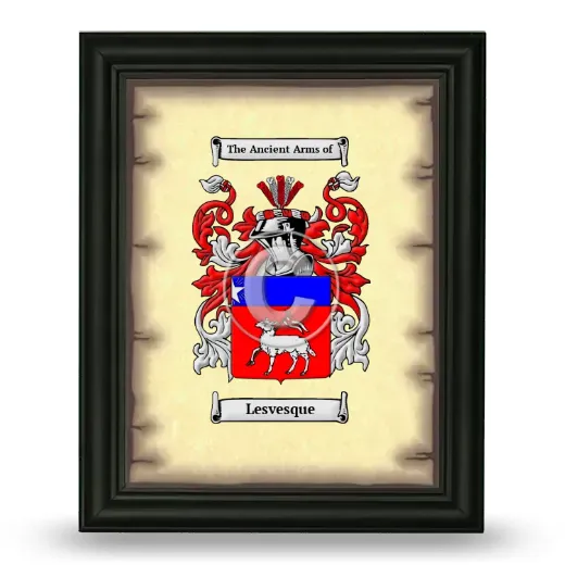 Lesvesque Coat of Arms Framed - Black