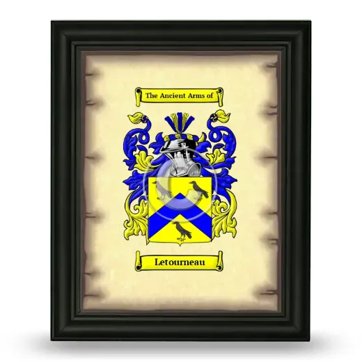 Letourneau Coat of Arms Framed - Black
