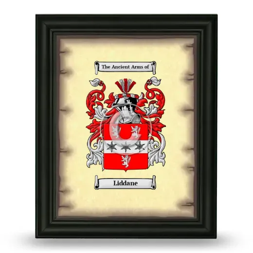 Liddane Coat of Arms Framed - Black