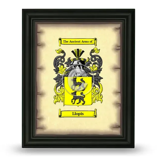 Llopis Coat of Arms Framed - Black