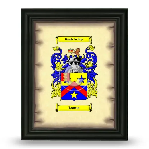 Loane Coat of Arms Framed - Black