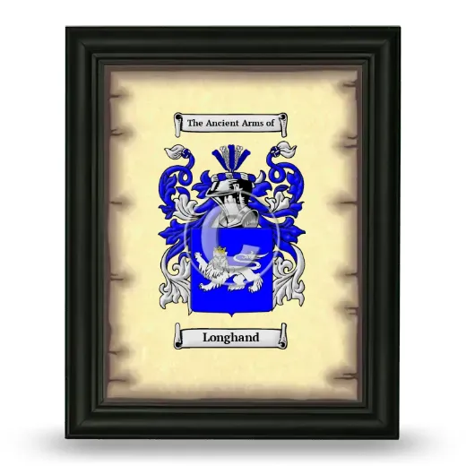 Longhand Coat of Arms Framed - Black