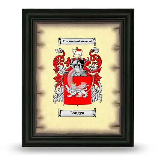 Longyn Coat of Arms Framed - Black