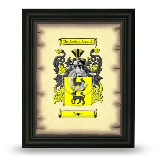 Lope Coat of Arms Framed - Black