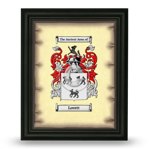 Lovett Coat of Arms Framed - Black