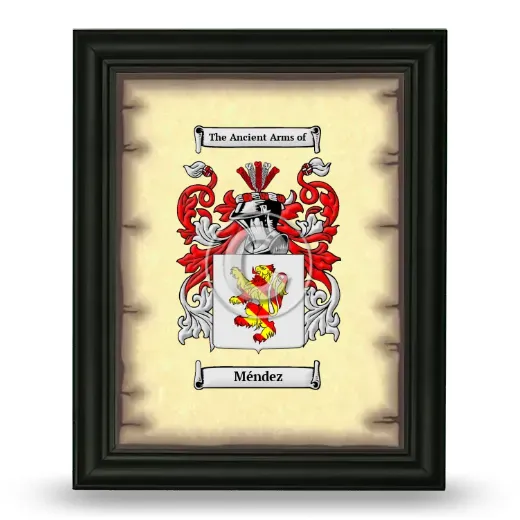 Méndez Coat of Arms Framed - Black
