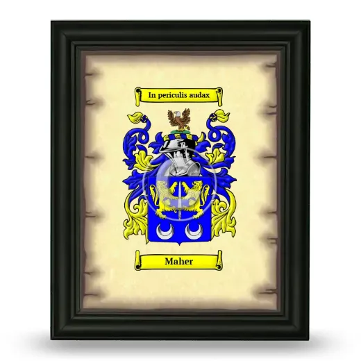 Maher Coat of Arms Framed - Black
