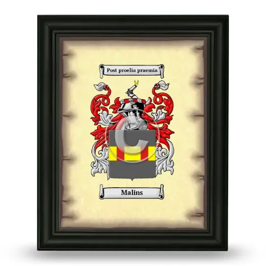 Malins Coat of Arms Framed - Black