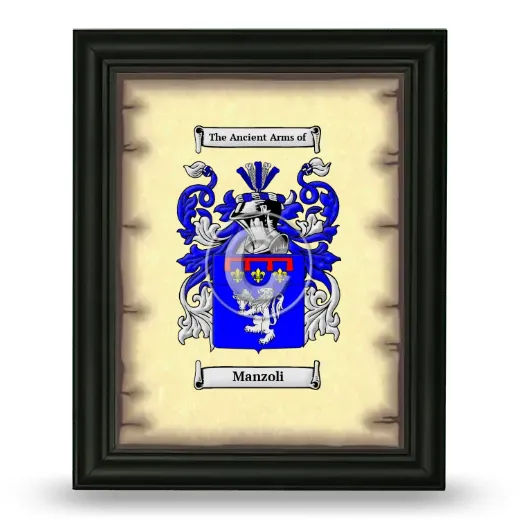 Manzoli Coat of Arms Framed - Black