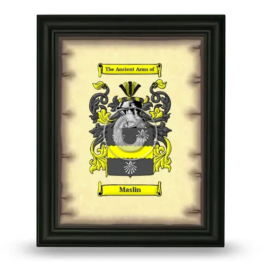 Maslin Coat of Arms Framed - Black