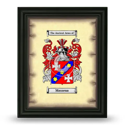 Massena Coat of Arms Framed - Black