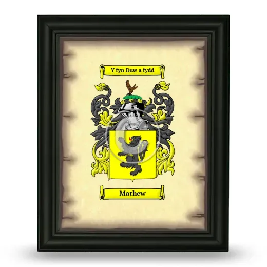 Mathew Coat of Arms Framed - Black