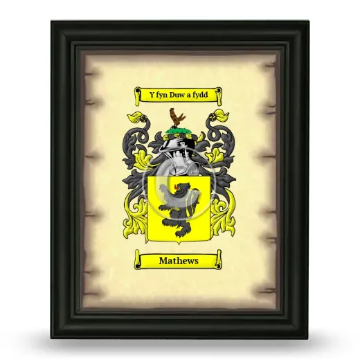 Mathews Coat of Arms Framed - Black