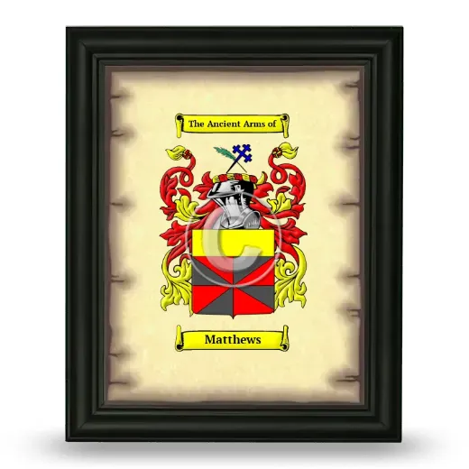 Matthews Coat of Arms Framed - Black