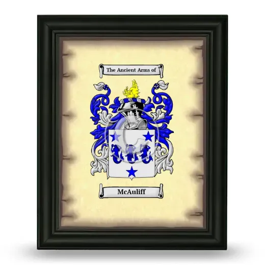 McAuliff Coat of Arms Framed - Black
