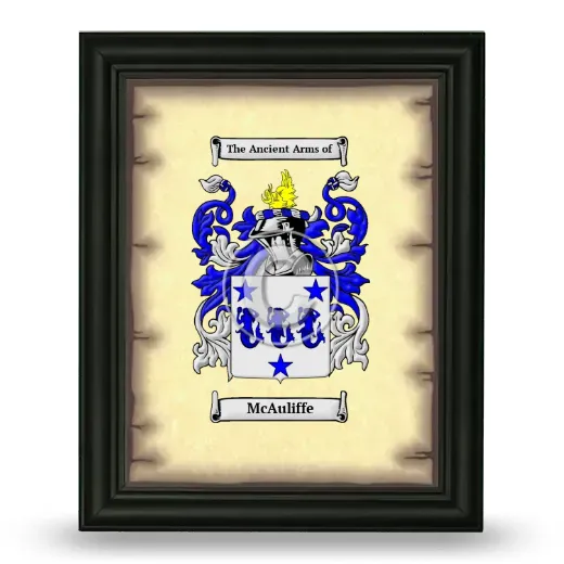 McAuliffe Coat of Arms Framed - Black