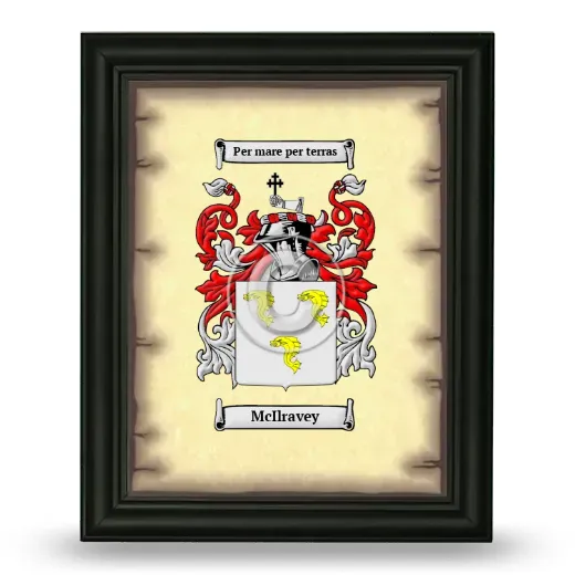McIlravey Coat of Arms Framed - Black