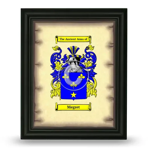 Megret Coat of Arms Framed - Black