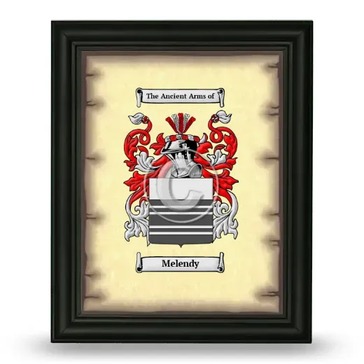 Melendy Coat of Arms Framed - Black
