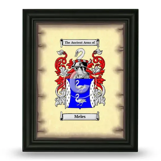 Meles Coat of Arms Framed - Black