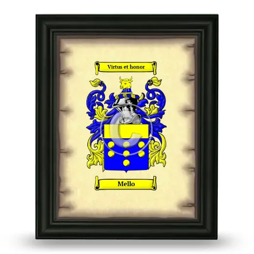 Mello Coat of Arms Framed - Black