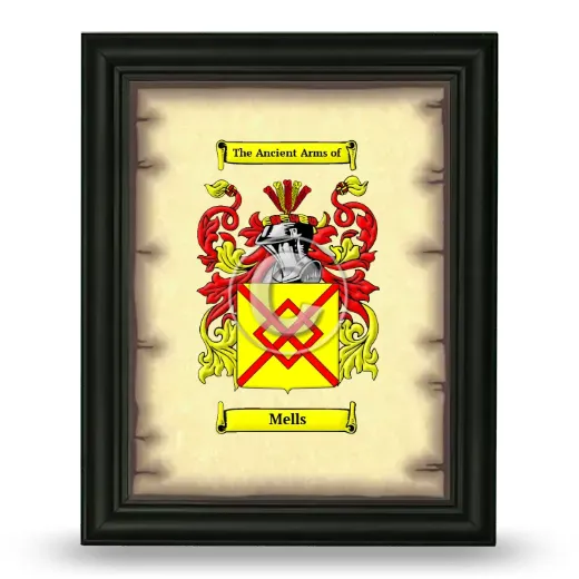 Mells Coat of Arms Framed - Black