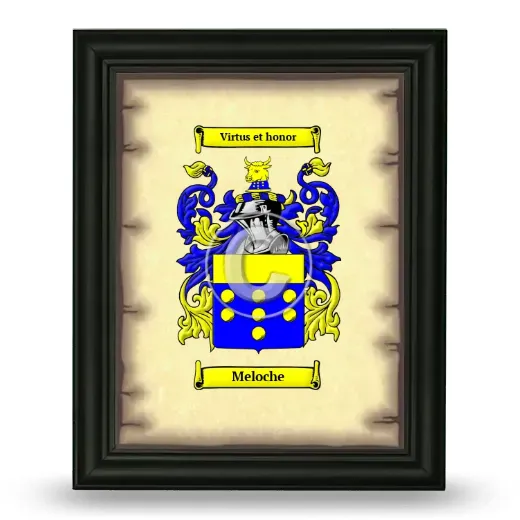 Meloche Coat of Arms Framed - Black