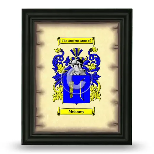 Meloney Coat of Arms Framed - Black